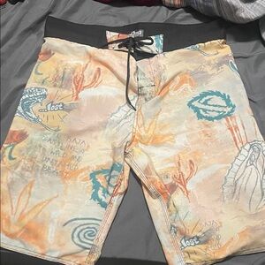Lost Men's Artistic Swim Shorts - Orange and Blue
